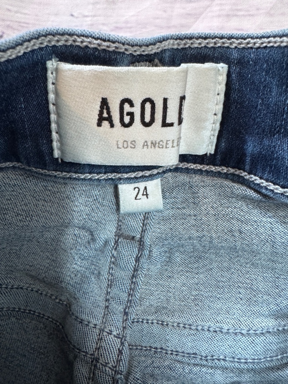 AGOLDE Sophie Crop Jeans Size 24 Medium Wash Raw Hem Stretch Denim - Picture 4 of 9